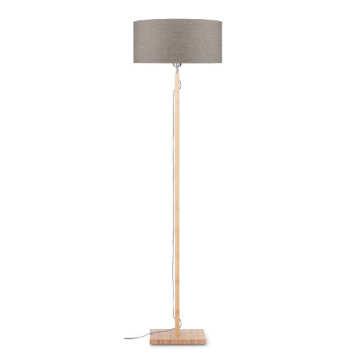 Vloerlamp Fuji bamboe h.167cm/kap 47x23cm eco linnen, donker